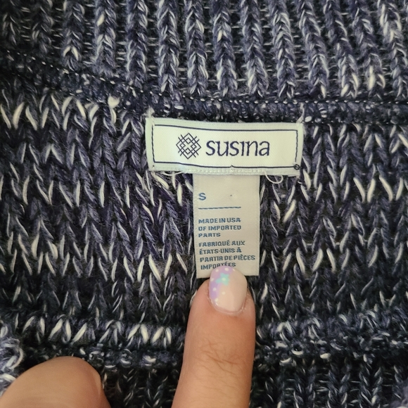 NWT Susina Crew Neck Pullover Sweater In Tonal Denim Marl Blue Size Small - Picture 5 of 6